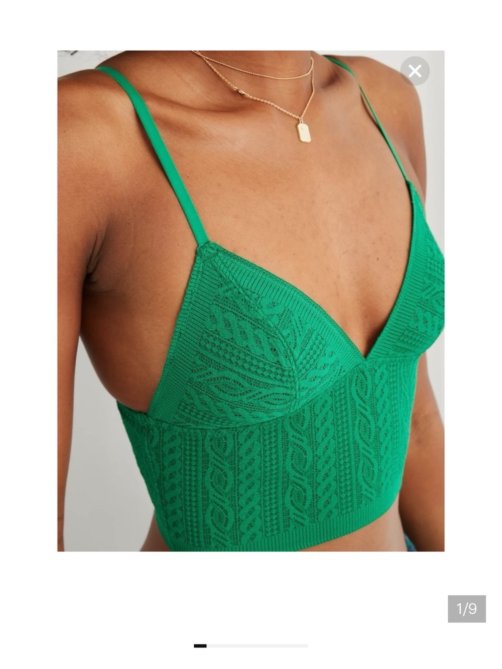 NWT Aerie Green Cable Lace Longline Bralette Size Small